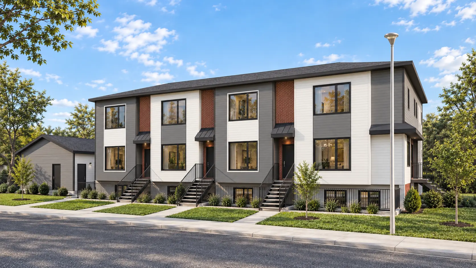 Architectural rendering of Optima multi-family development at 2039 45 St SE