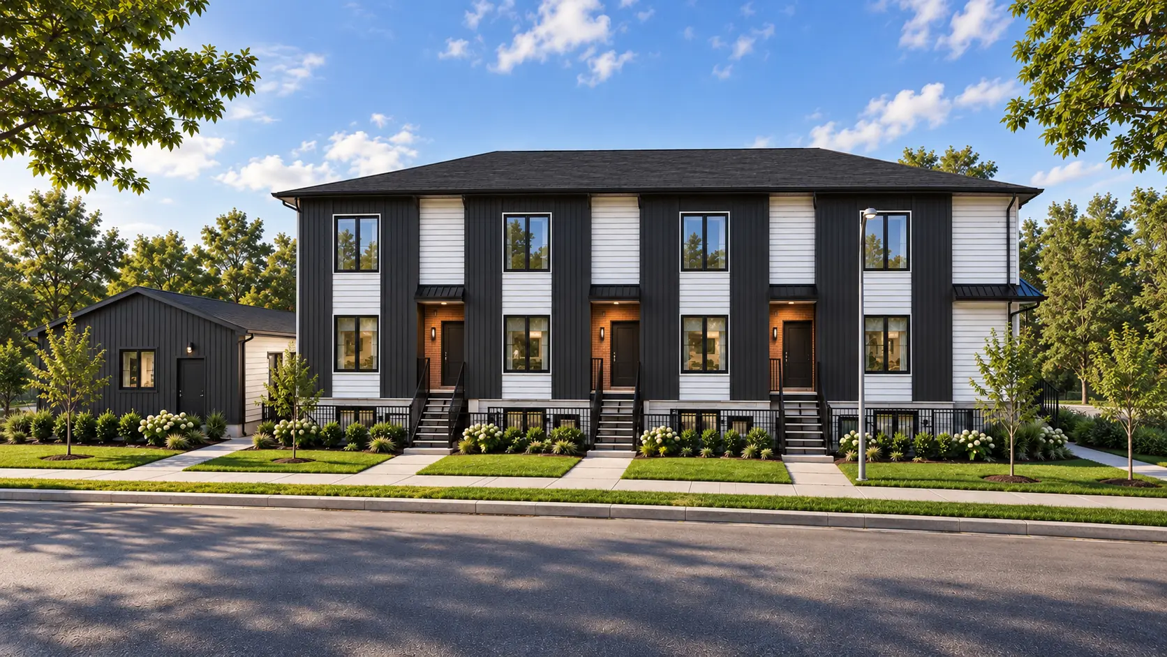 Architectural rendering of Optima multi-family development at 8003 36 Ave NW