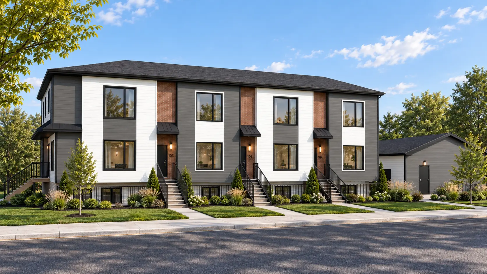 Architectural rendering of Optima multi-family development at 8039 36 Ave NW