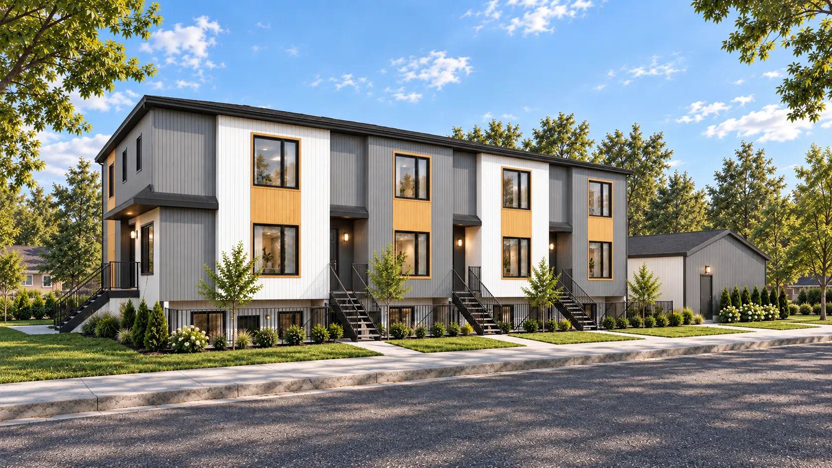Architectural rendering of Optima multi-family development at 901 38 St SE